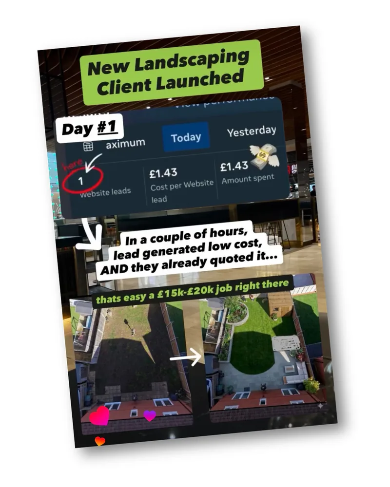 Day 1 already quoted a £15-£20k landscape project