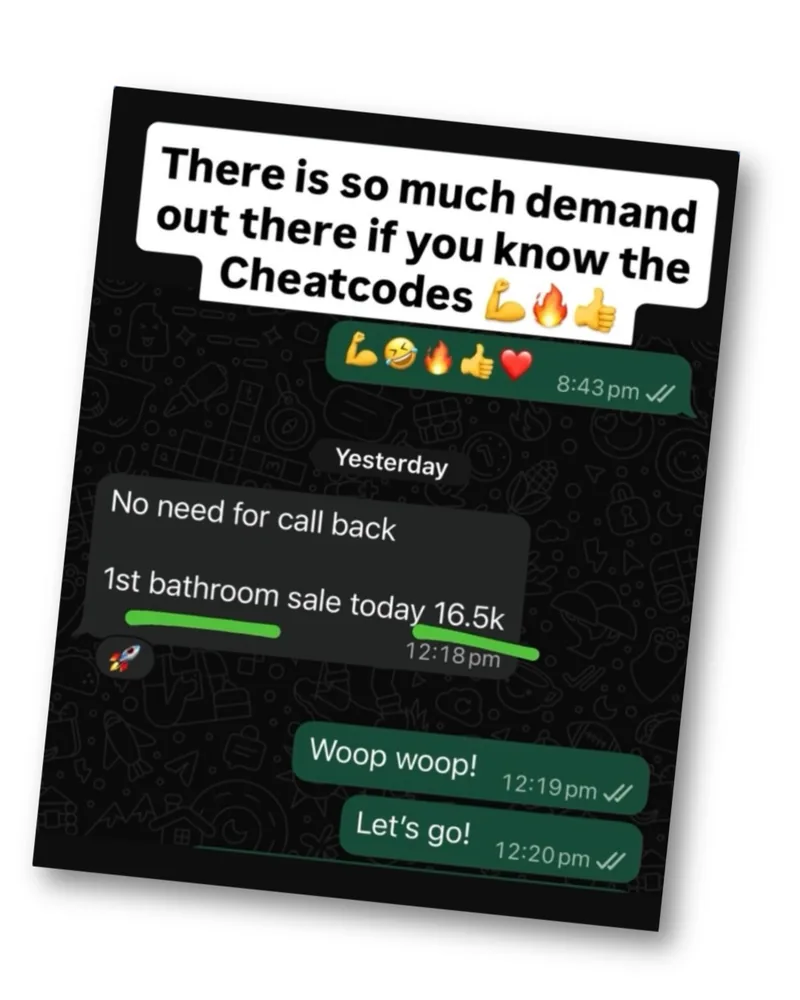 First bathroom sale, £16.5k in the bag