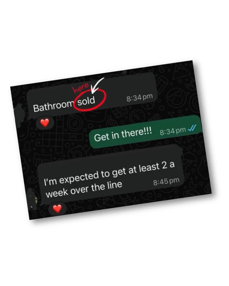 First bathroom sold! Expecting atleast 2 a week over the line