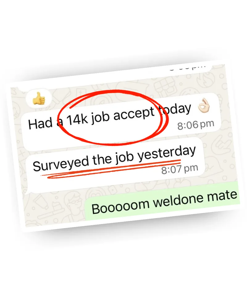 Had a £14k job accept today